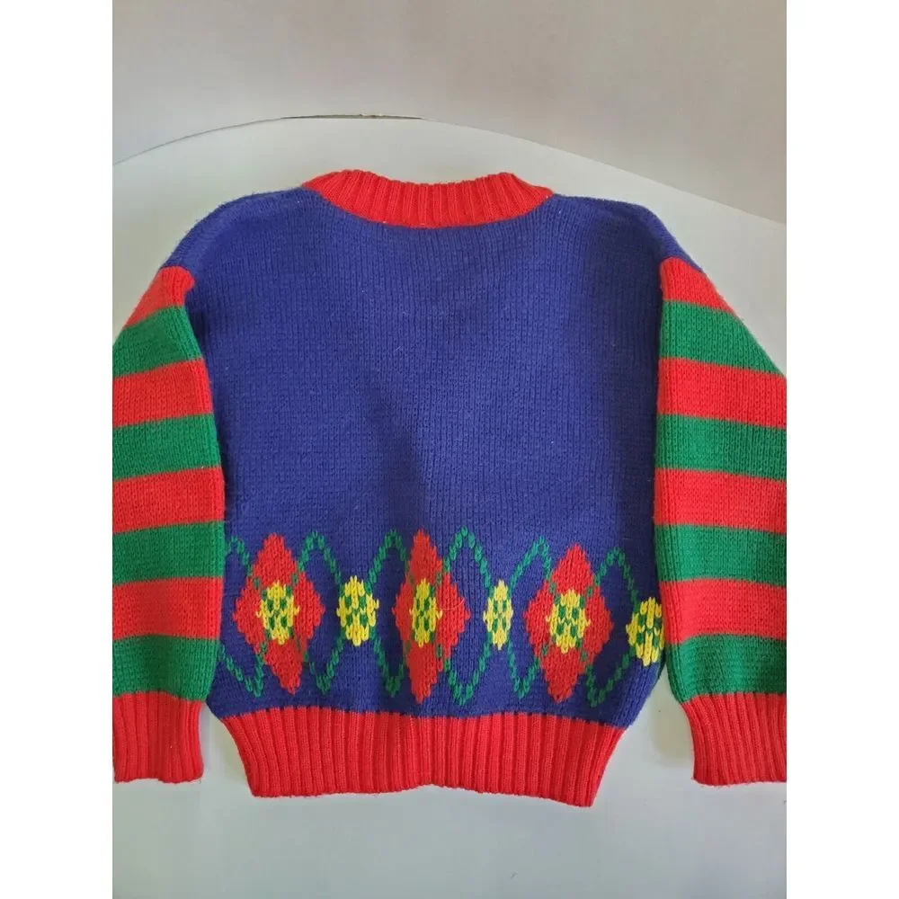 Vintage Boys Mine Alone Blue Red Sweater Cardigan Button Up 90s‎ 4t